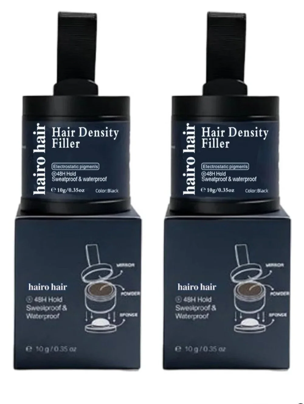 Hair Density Filler Hairline Powder for Instant Gray Coverage & Bald Spots Black